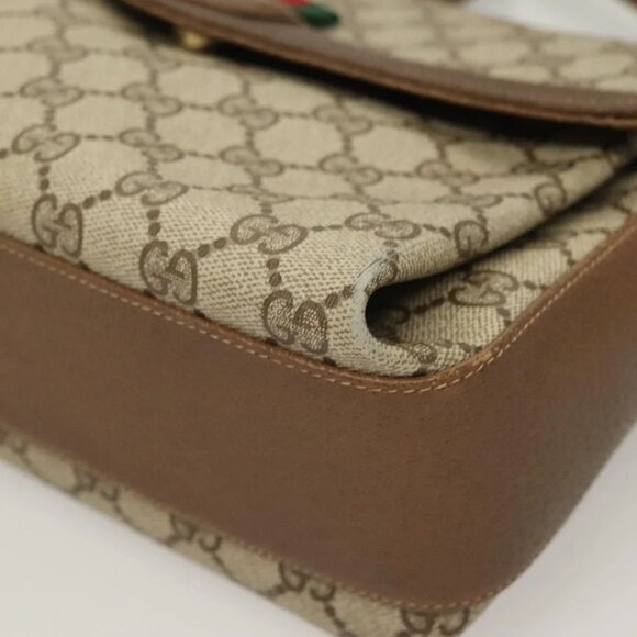 GUCCI GG Supreme Web Sherry Shoulder Bag PVC Beige Gold 904 02 084 Auth BA2769 - Picture 3 of 16